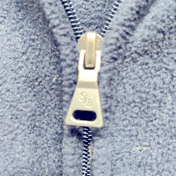 Men’s navy fleece jacket with knit collar and cuffs. - Picture 3 of 8